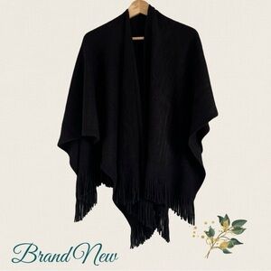 NWT Jack & Missy Women’s Black Knit Wrap with Tassels One Size